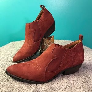 Lucky Brand Joelle Red Cowboy Ankle Bootie